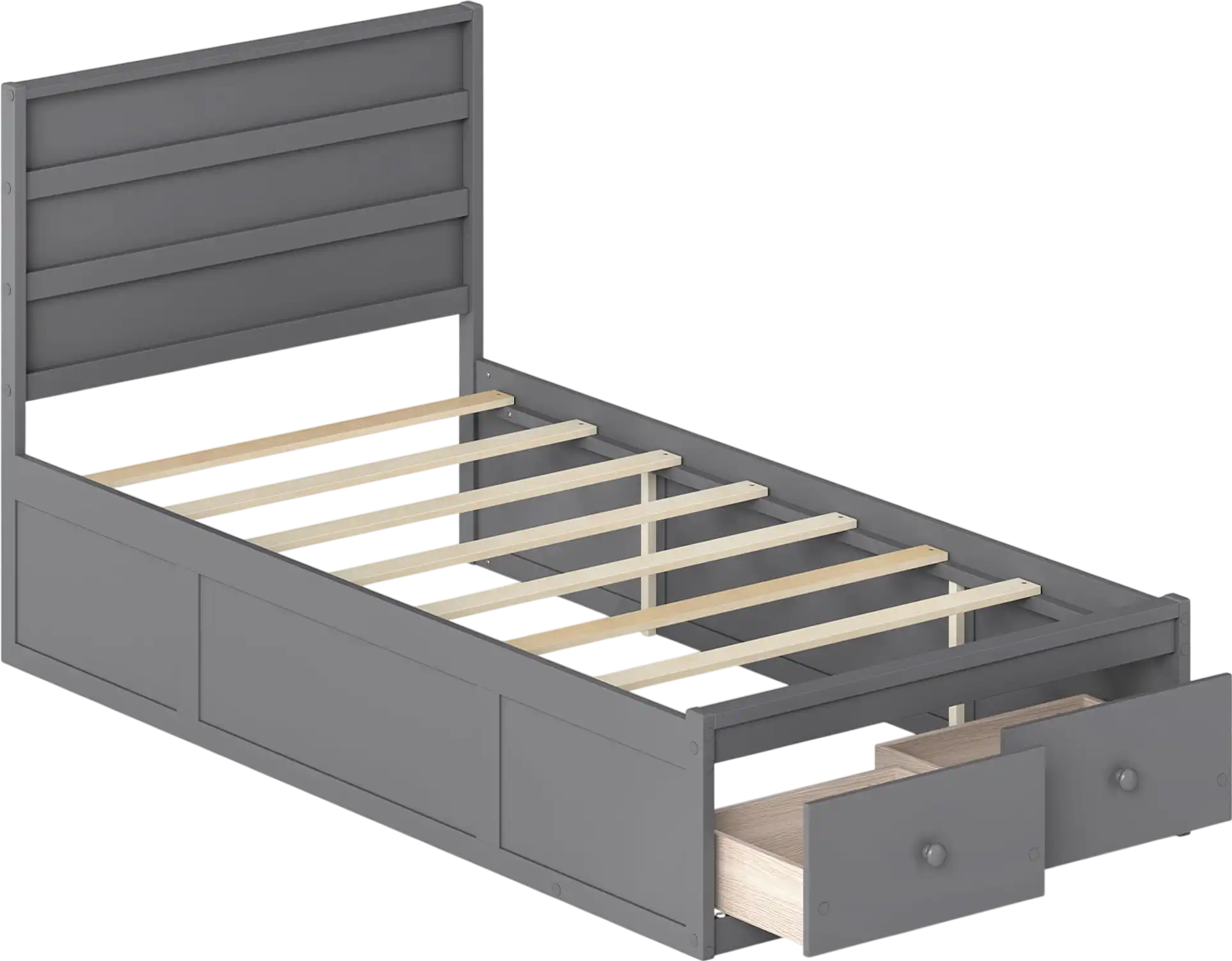 Costway Twin Bed Frame w/ Storage Drawers Headboard 31327609 New