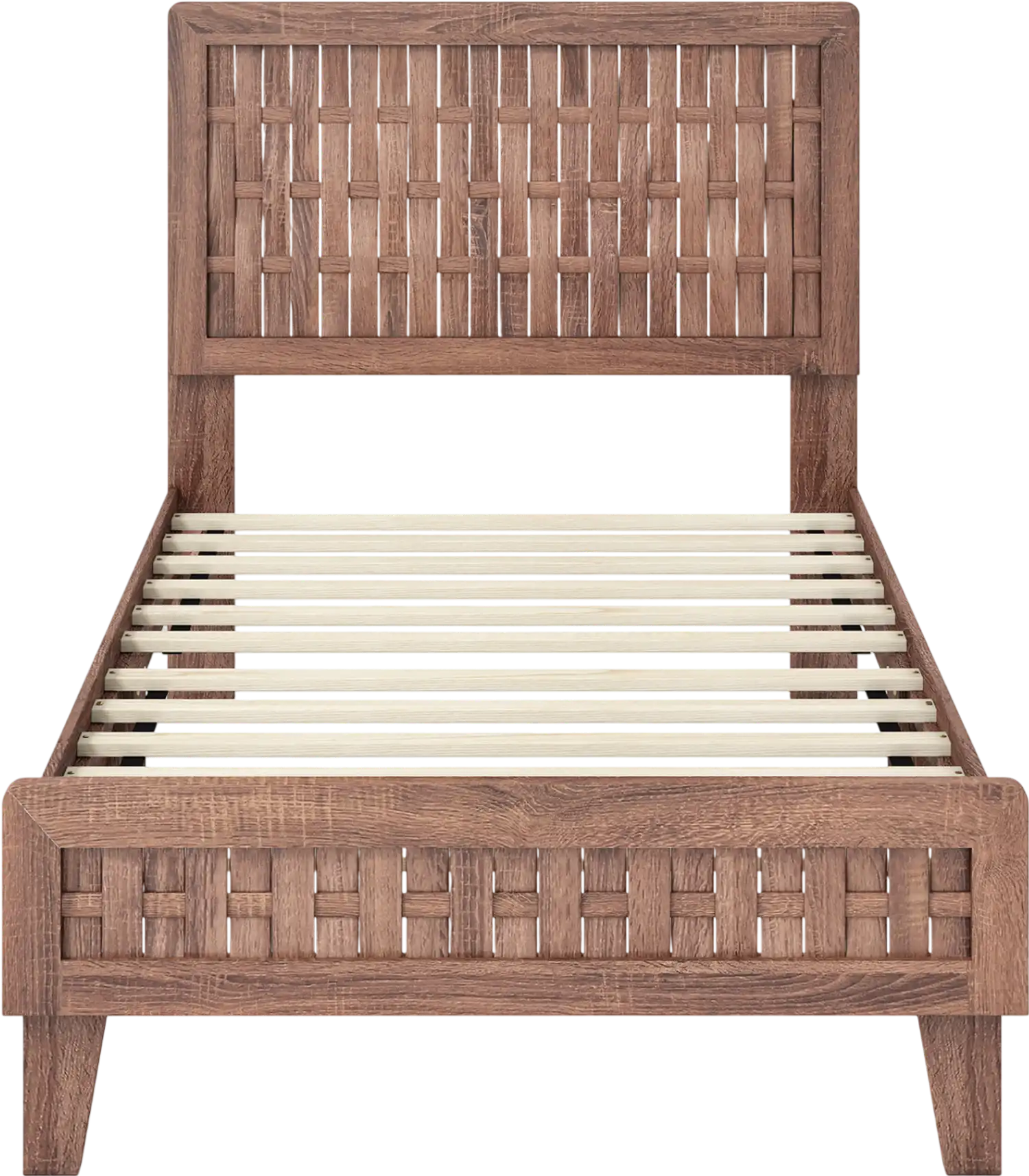 Costway Mid Century Woven Accent Bed Frame Twin/Full 24016580 New