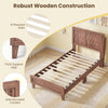 Detailed view of twin size bed frame showcasing thick support legs and safe rounded corners for added safety and.