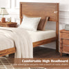 Twin size bed frame with a comfortable high headboard and rustic wood grain accents, perfect for stylish bedroom decor.