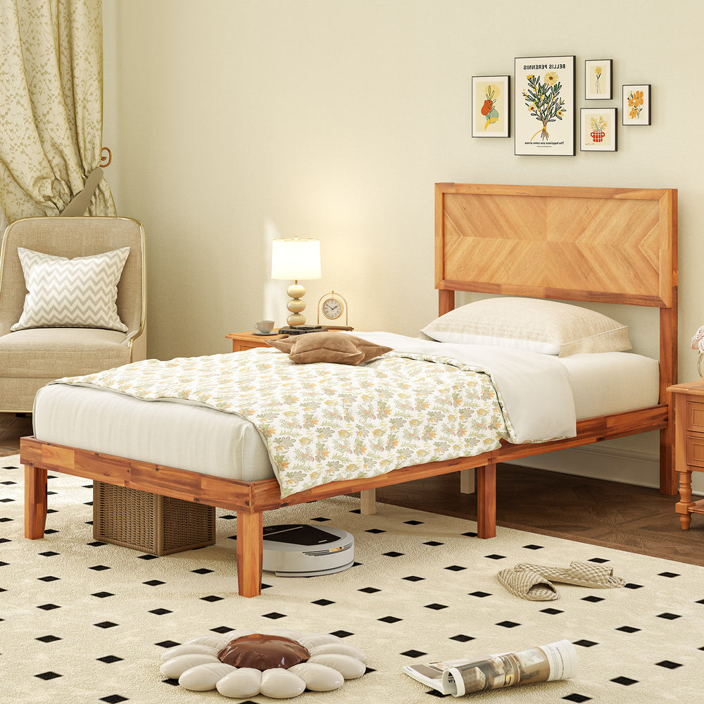 Twin/Full/Queen Size Bed Frame with Headboard and Storage Space-Twin Size - Gallery View 1 of 10