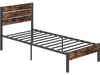 Twin size bed frame with high headboard, metal slats, and industrial design for stylish bedroom decor and stability.