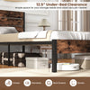 Twin size bed frame with 12.5" under-bed clearance for storage, featuring a high headboard and metal slats for.