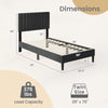 Twin size bed frame with vertical channel tufted headboard, faux linen fabric, and wooden slats for sturdy support.