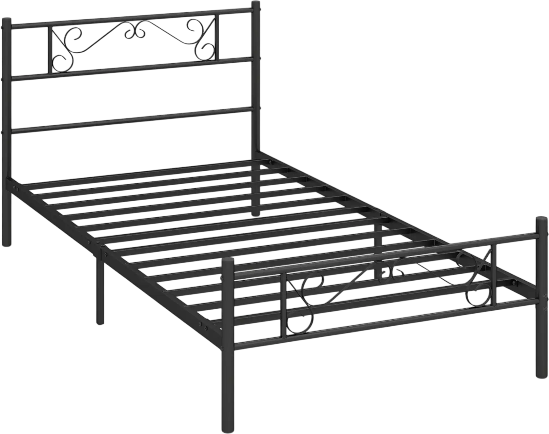 Costway Twin Black Metal Bed Frame Headboard Footboard 91456454 New
