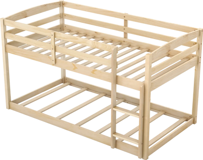 Costway Twin Size Bunk Bed With Integrated Ladder High Guardrails New