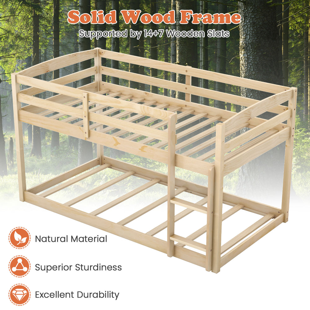 Costway Twin Size Bunk Bed With Integrated Ladder High Guardrails New