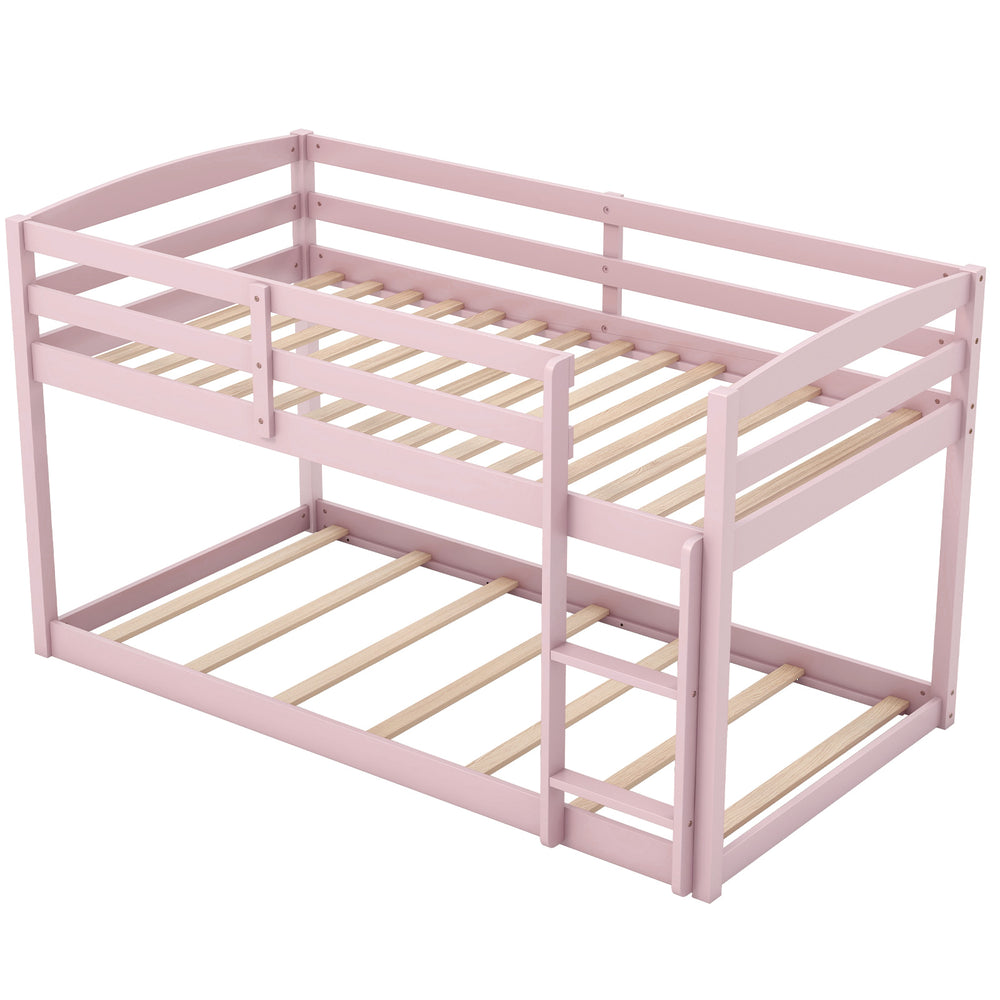 Costway Twin Size Bunk Bed With Integrated Ladder High Guardrails New