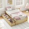 Twin size captain bed in natural wood with two pull-out drawers, ideal for storage and space optimization.