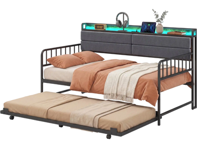 Costway Twin Metal Daybed with Trundle Headboard Bed Frame 20317145 New
