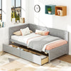 Twin size gray daybed with 2 storage drawers, perfect for guests and organized living spaces.