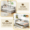 Twin size daybed in gray with 2 storage drawers, perfect as a sofa or extra bed for guests and sleepovers.