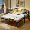 Adjustable twin size metal daybed in black with LED light and charging station, ideal for versatile room use.