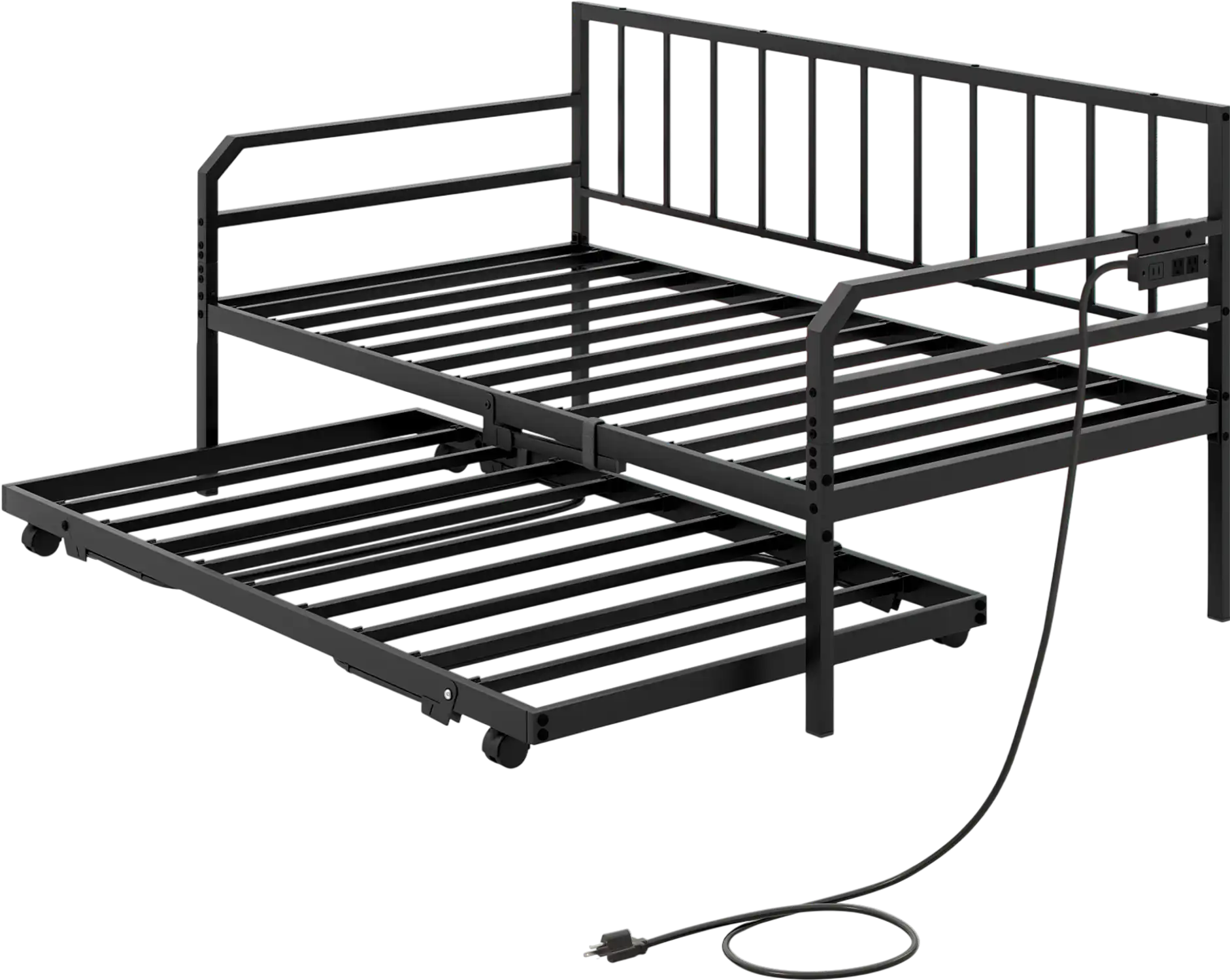 Costway Twin Adjustable Metal Daybed w/ Charging Station & LED Light 216983754 New