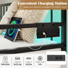Adjustable metal twin size daybed with charging station, featuring USB and Type-C ports for convenient device charging.