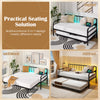 Adjustable metal twin size daybed with LED light and charging station, shown in daybed mode for versatile seating.