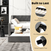 Twin size gray daybed with trundle, curved armrests, and firm bolted connection for stylish space-saving comfort.