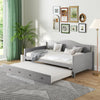 Twin Size Daybed with Trundle and Slats Support on Wheels-Gray - Gallery View 1 of 14