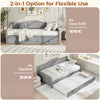 Twin size gray daybed with trundle, featuring smooth wheels and elegant design, perfect for living rooms or guest rooms.