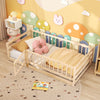 Twin Size Floor Bed with High Fence and Door Playhouse for Kids-Natural - Gallery View 1 of 10