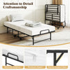 Twin size folding bed with 5-inch gel memory foam mattress, featuring a sturdy metal frame and wheels for easy storage.