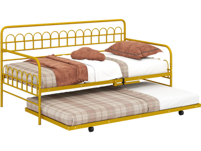 Costway Twin Metal Daybed with Trundle Lockable Wheels 15926478 New