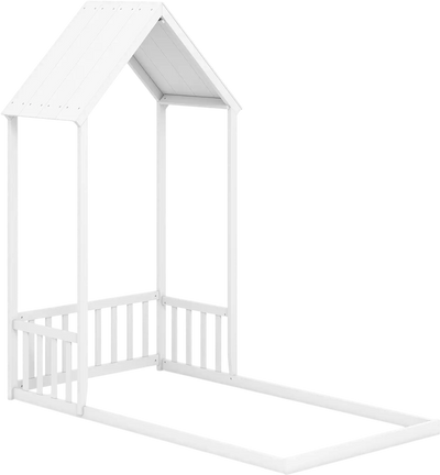 Costway Twin House Bed Semi-Fence Roof 59202002 New