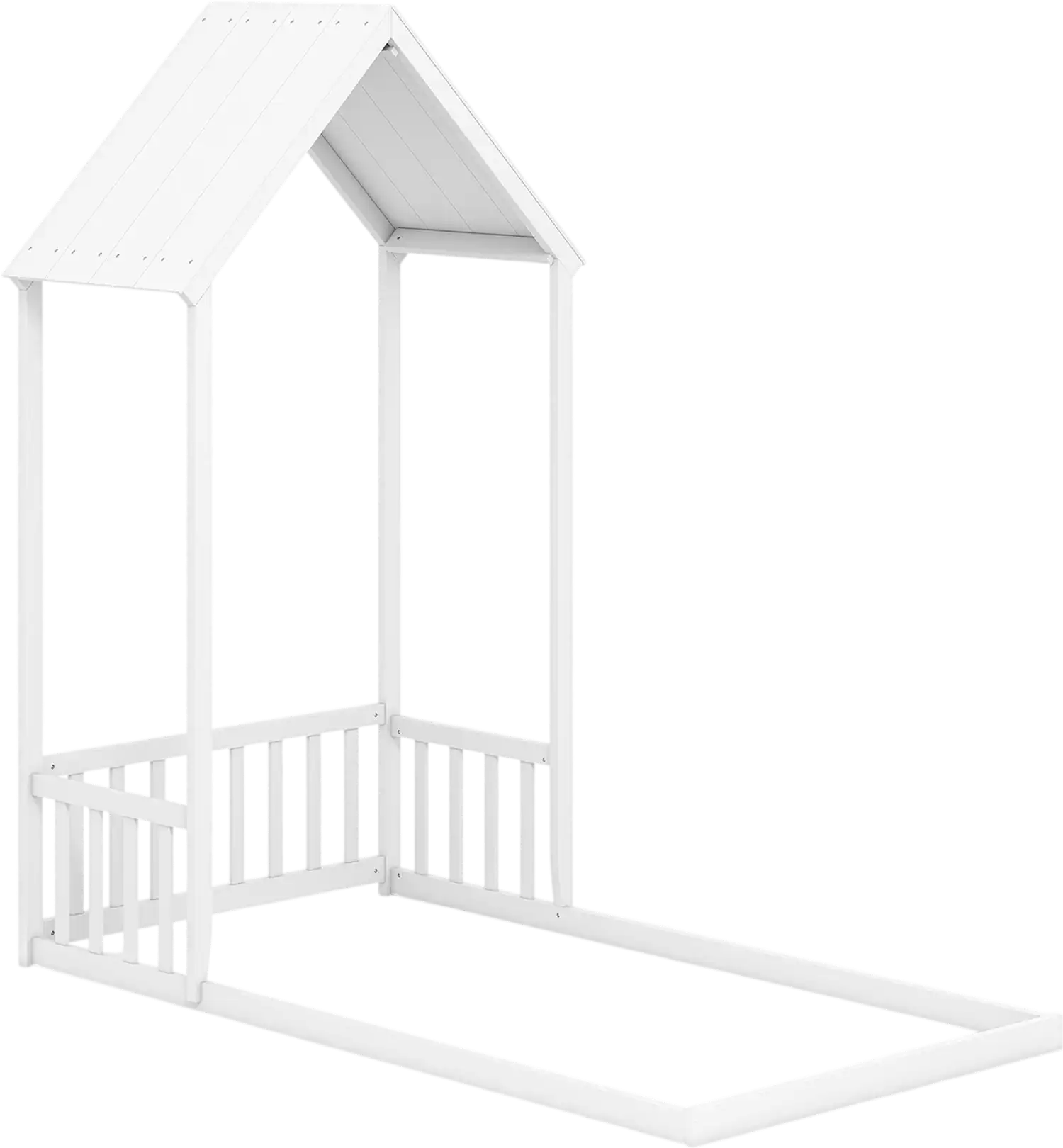 Costway Twin House Bed with Roof & Semi-Fence 59202002 New