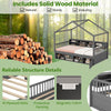 Twin size house bed in gray with roof, solid wood, 14 storage cubes, and protective fencing for safe sleeping.