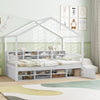 Twin Size House Bed with Roof with 14 Storage Cubes and Enclosed Cabinet-White - Gallery View 1 of 10
