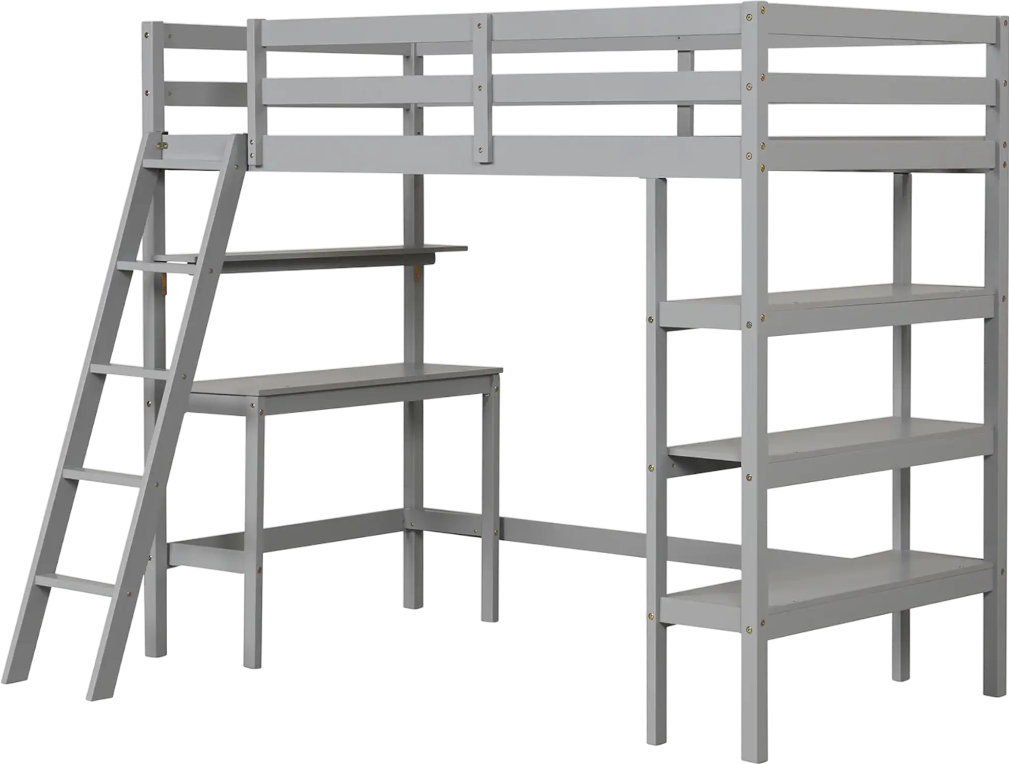 Costway Twin Loft Bed with Desk & Bookshelves 74256318 New