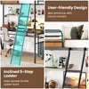 Inclined 5-step ladder for easy access to the upper bunk of the Twin Size Loft Bed Metal Frame with guardrails.