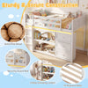 Twin size loft bed in white with LED lights, solid pine wood, and under-bed storage for kids' play and organization.