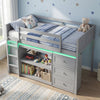Twin Size Loft Bed with LED Lights and Underbed Space for Kids-Gray - Gallery View 1 of 10