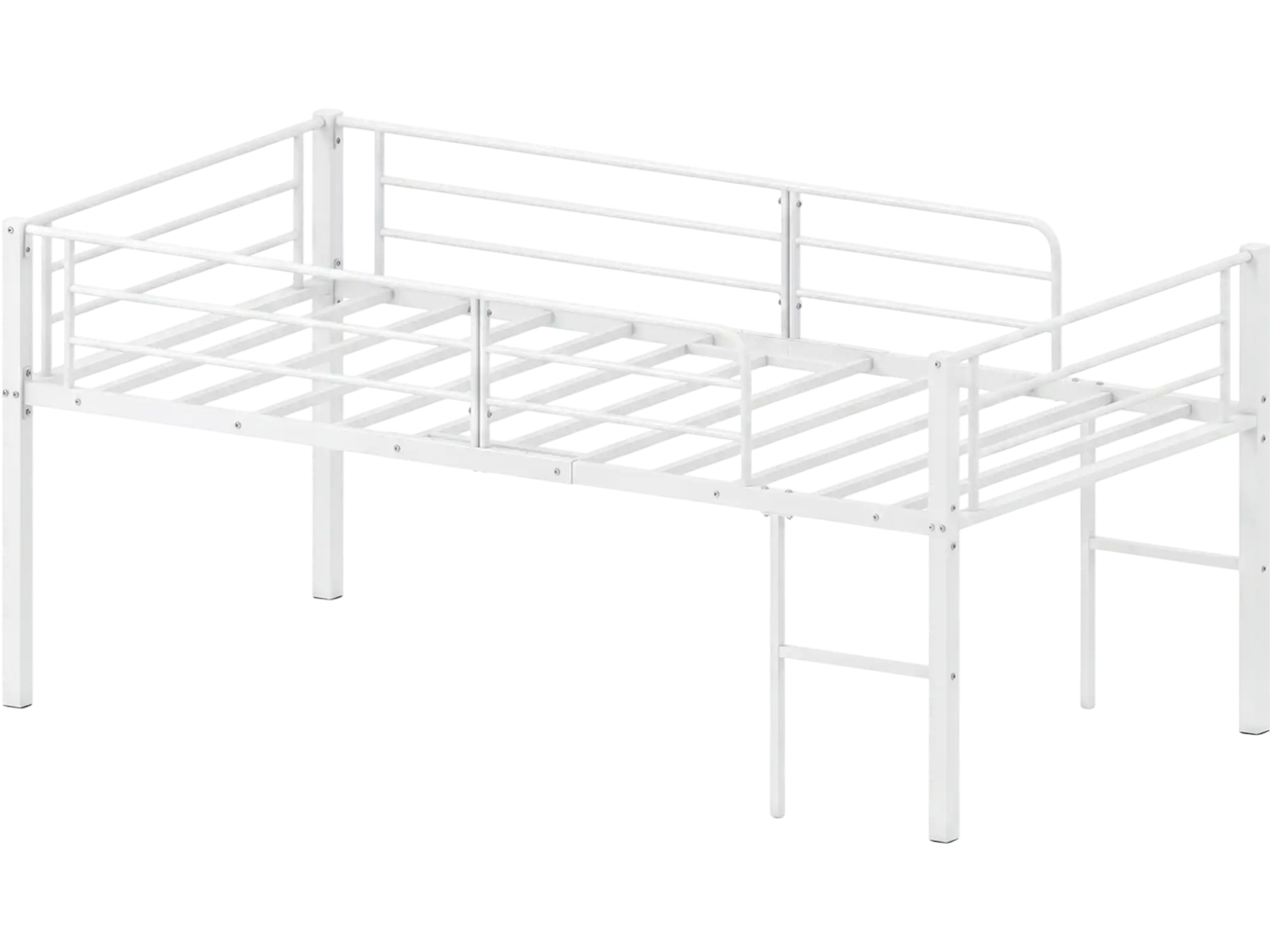 Costway Twin Low Loft Bed w/ Safety Guardrails & 2 Ladders 71277590 New