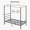 Twin size metal canopy bed frame with slat support, 75.5" height, 660 lbs capacity, ideal for elegant bedroom decor.