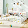 Twin Size Montessori Floor Bed with Storage Compartments and Shelf-White - Gallery View 1 of 10