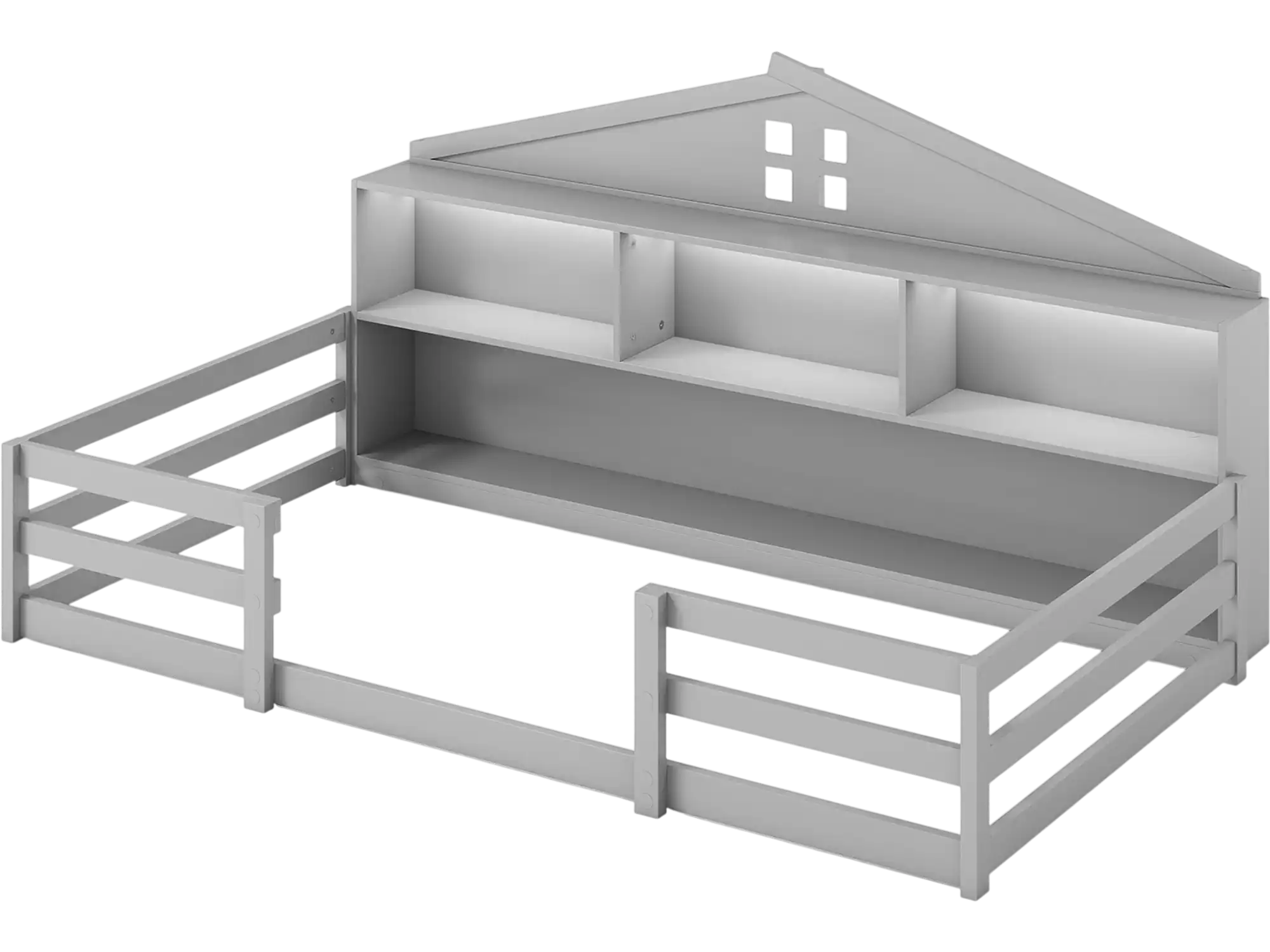 Costway Twin Montessori Floor Bed Frame w/ Storage Compartments Shelf 66851678 New
