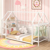 Twin Size Montessori Floor House Bed with Detachable Storage Shelves-White - Gallery View 1 of 10
