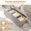 Twin size rattan bed frame with gray finish and smooth-gliding storage drawers for organized bedroom essentials.