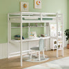 Twin Size Solid Wood Slatted Loft Bed Frame with Safety Guardrail for Kid-White - Gallery View 1 of 10