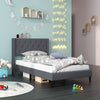Twin Size Upholstered Platform Bed with Button Tufted Wingback Headboard-Gray - Gallery View 1 of 10