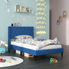 Twin Size Upholstered Platform Bed with Button Tufted Wingback Headboard-Blue - Gallery View 1 of 10