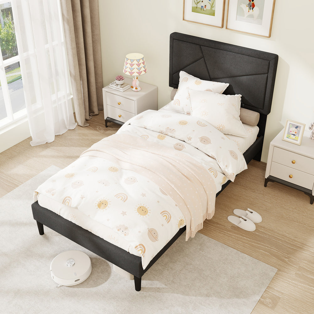 Twin/Full/Queen Size Upholstered Platform Bed Frame with High Headboard-Twin - Gallery View 1 of 10