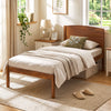 Twin Size Wooden Platform Bed Frame with Curved Headboard-Walnut - Gallery View 1 of 9