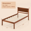 Twin size bed frame with wooden headboard, slat support, and 440 lbs capacity for sturdy mattress support.