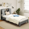 Costway Twin Size Platform Bed Wooden Frame with Bookcase Headboard New