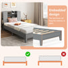 Costway Twin Size Platform Bed Wooden Frame with Bookcase Headboard New
