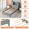 Costway Twin Size Platform Bed Wooden Frame with Bookcase Headboard New