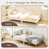 Upholstered twin size daybed shown as a sofa, featuring breathable linen fabric and metal legs for versatile use.